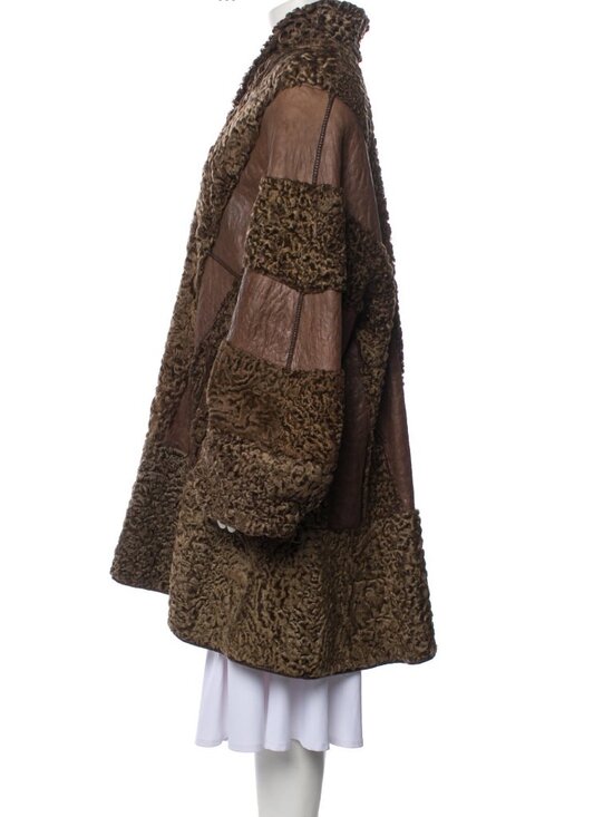 Giuliana Teso Reversible Persian Lamb Fur & Leather Coat Bergdorf Goodman IT42 - Picture 3 of 8